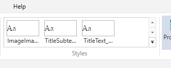 Picture showing the Styles Gallery. 